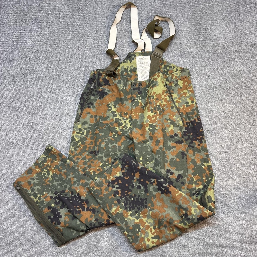 Vintage Feuchter Pants Mens 48/50 Green Camo Rain Waterproof Suspender 90s